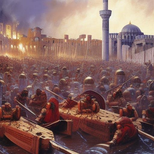 Siege of Constantinople as Oil Painting