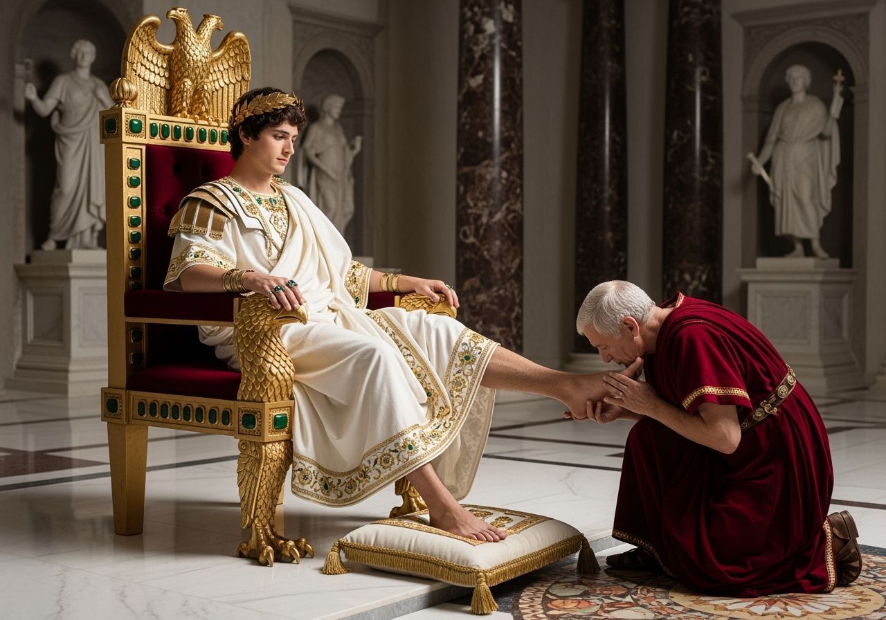 Emperor Nero on Jeweled Throne in Neoclassical Style