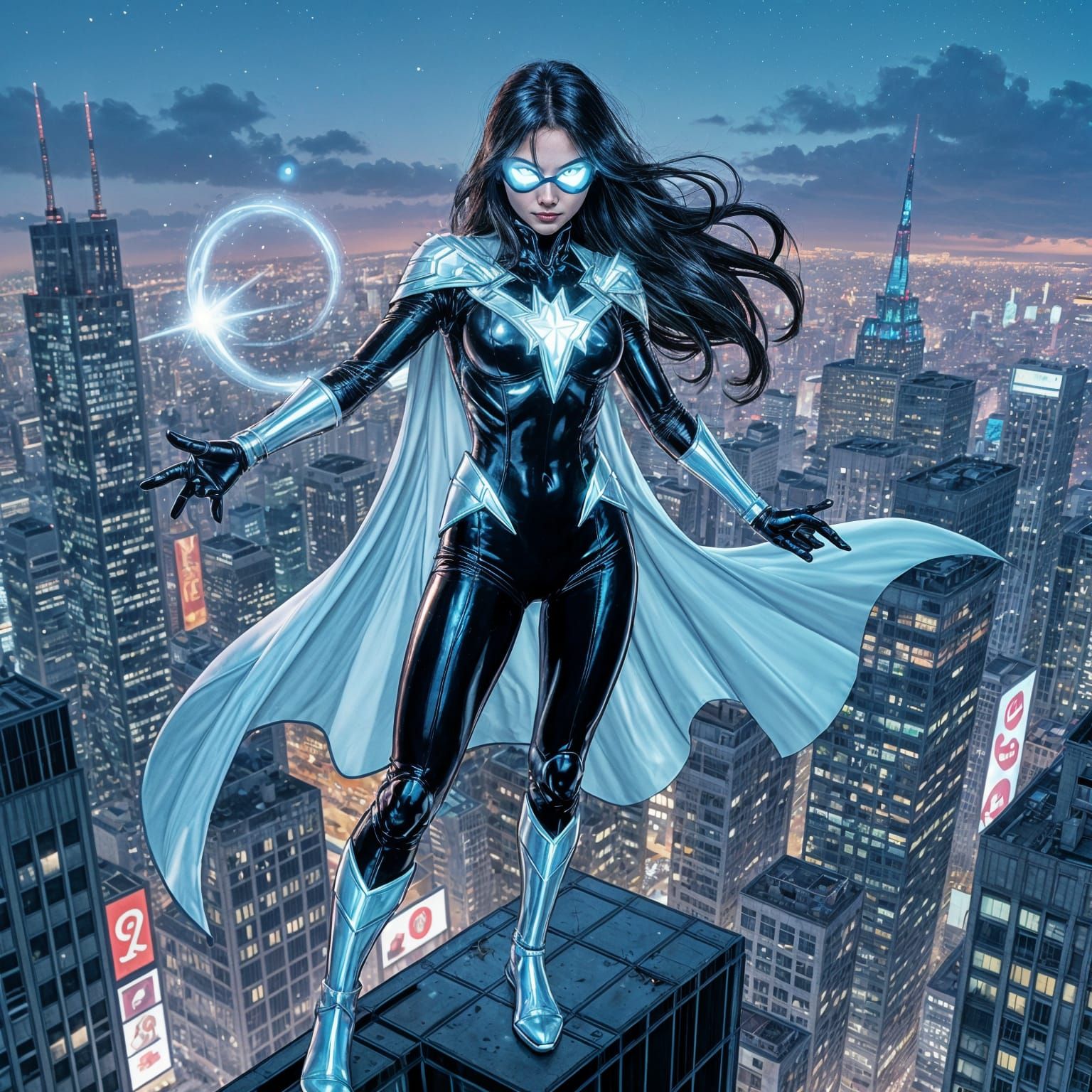 Silk and Luna Snow Fusion Hero Overlooking Neon City