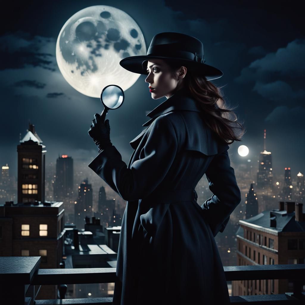 Female Detective following clues