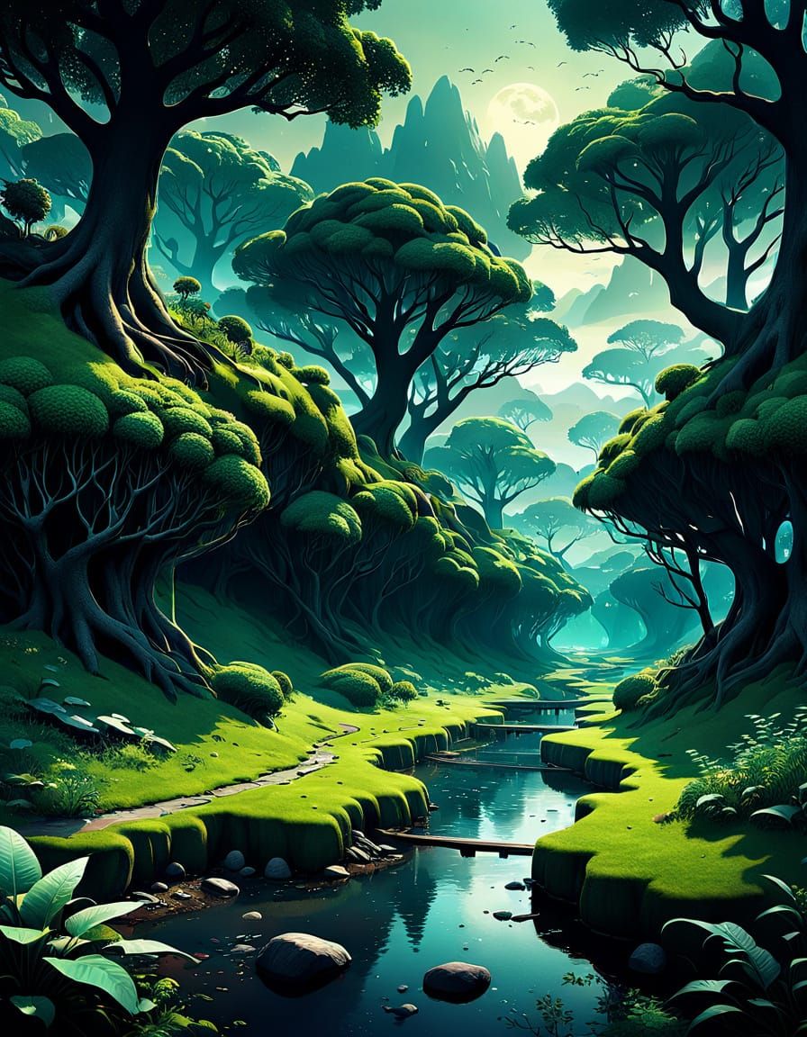 Dramatic Biolab Landscape: Detailed Digital Matte Painting