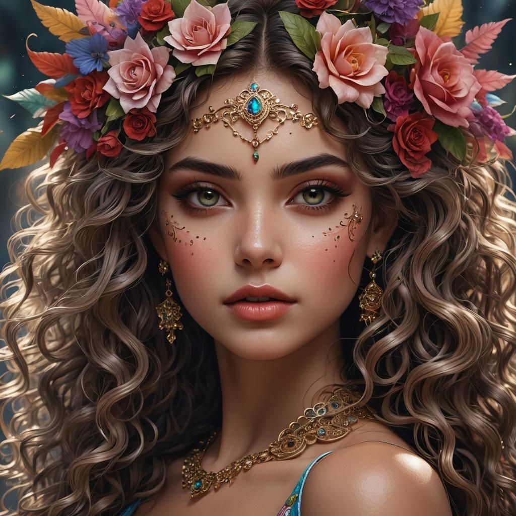 Gorgeous Mexican Woman in Detailed Digital Painting