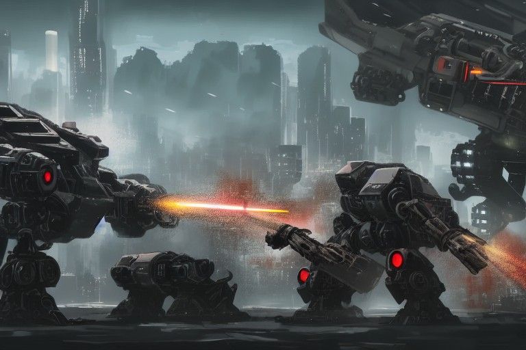 Mechs Clash in Cyberpunk Dieselpunk Arena