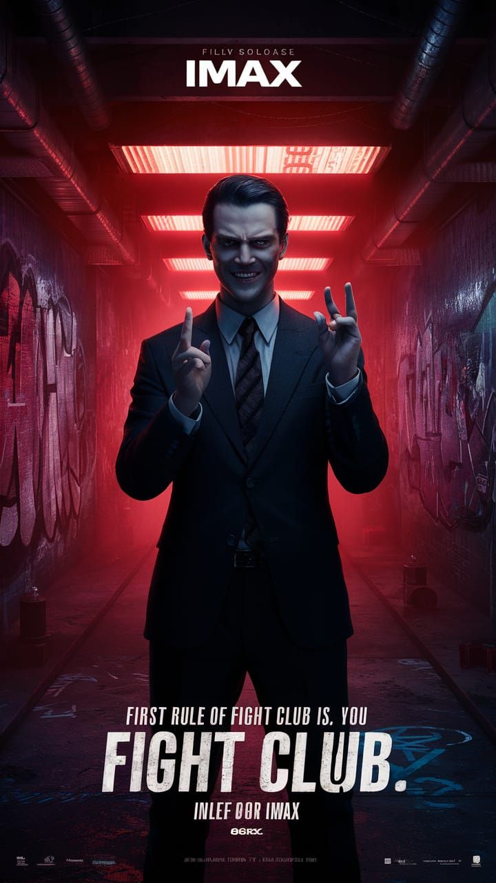 IMAX,
Tyler Durden; "First rule of Fight Club is, You do not talk about Fight Club."
8K resolution; CGSociety movie pos...