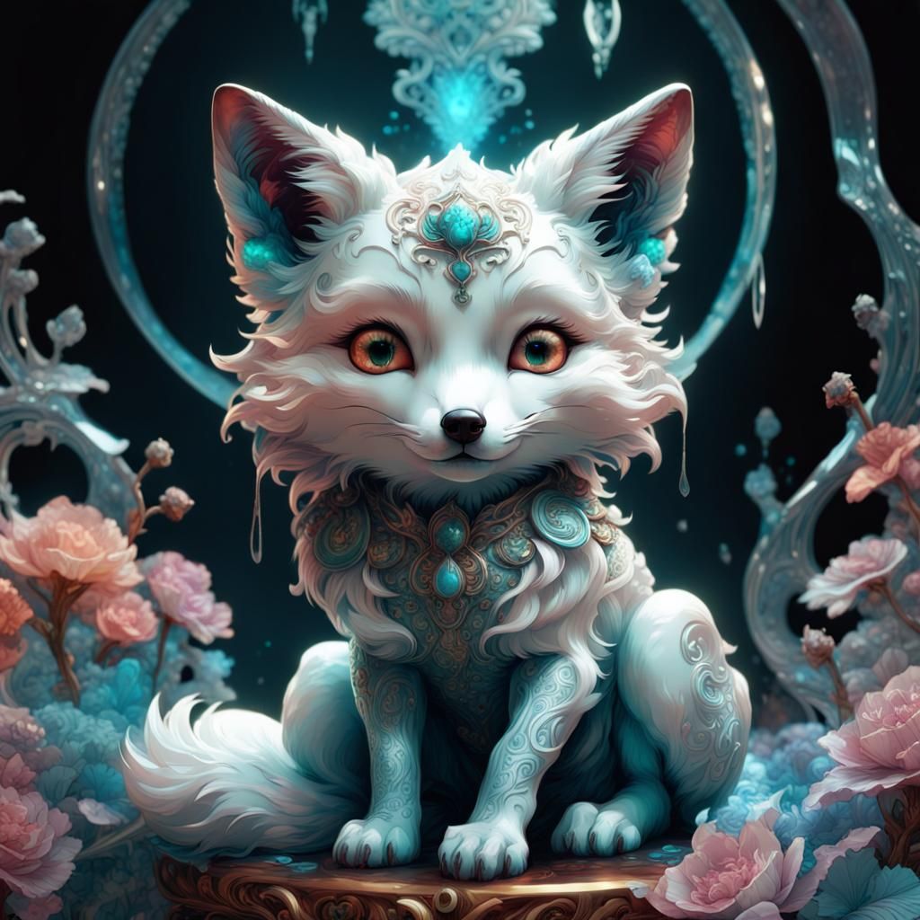 Enchanted Ice Fox in Frozen Forest