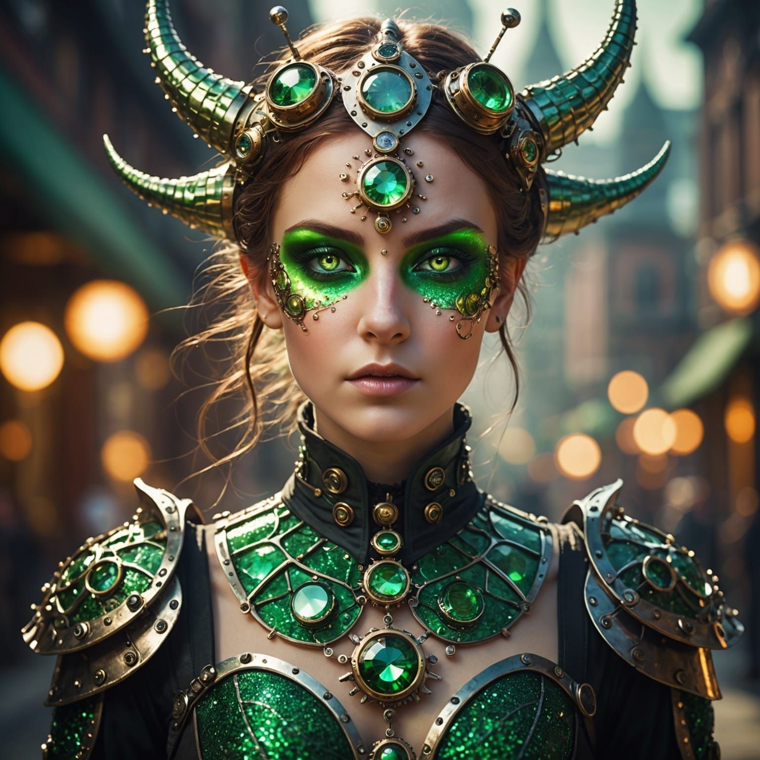 Steampunk Cyborg Girl with Crystal Skin, Fantasy Art