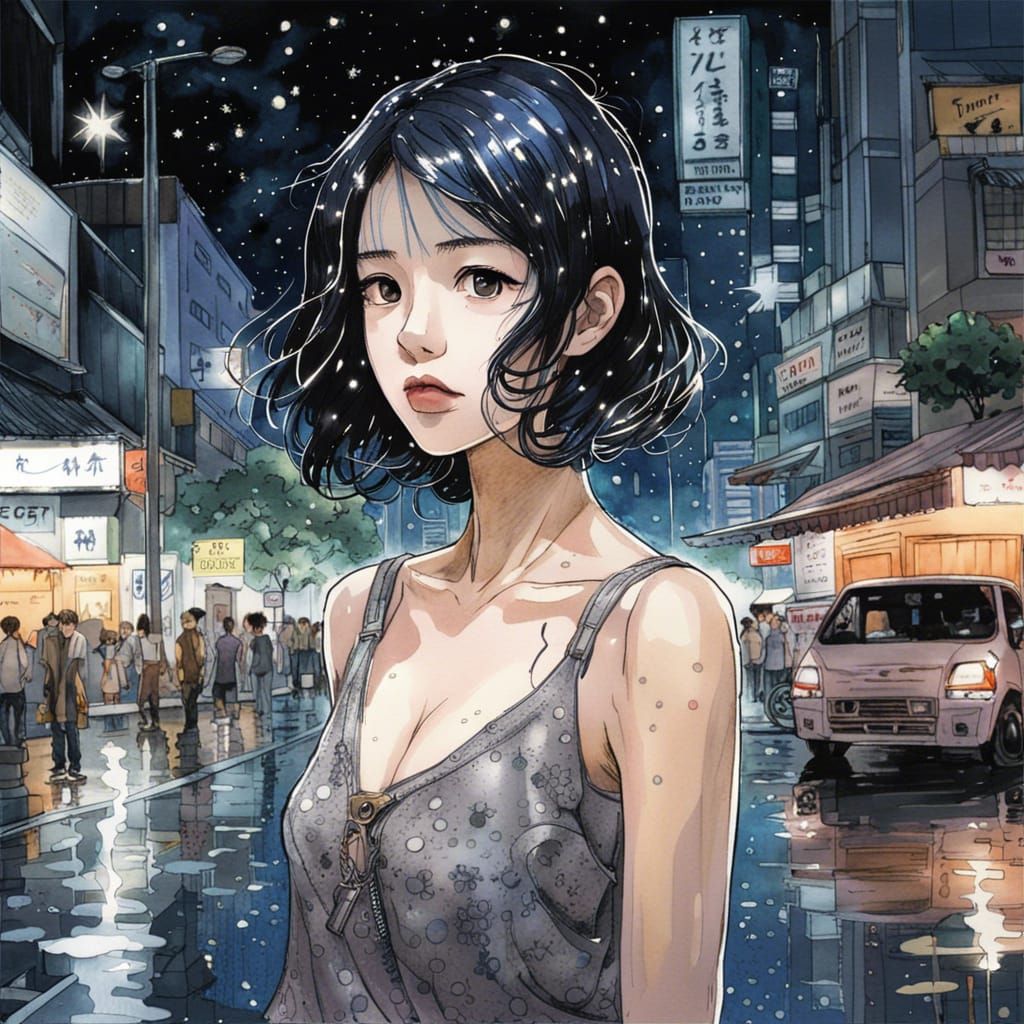 Singapore Night: Gothic Anime Girl Portrait