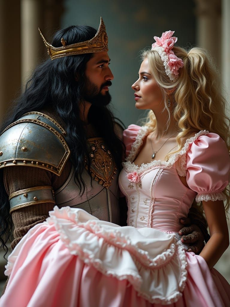 Regal Warrior King in a Moment of Tenderness