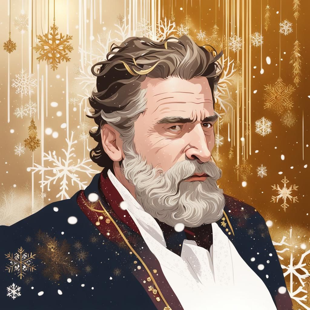 Santa Claus on Ice Throne in Winter Wonderland