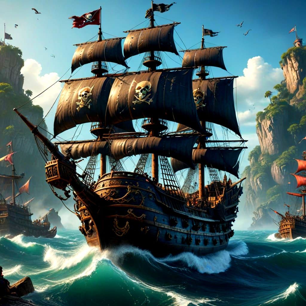 Pirate Adventure Matte Painting in Deep Fantasy Colors