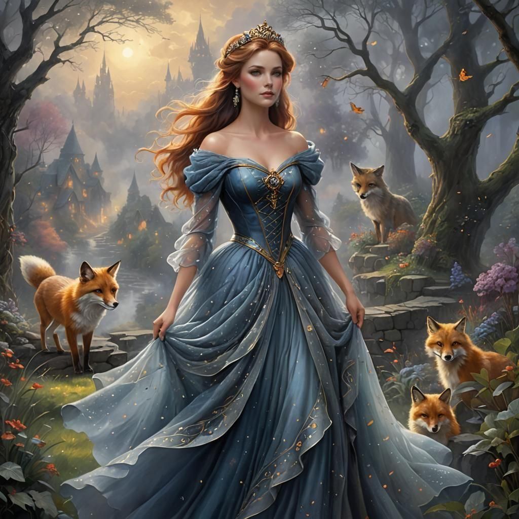 Ethereal Princess of Foxes in Fantasy Style