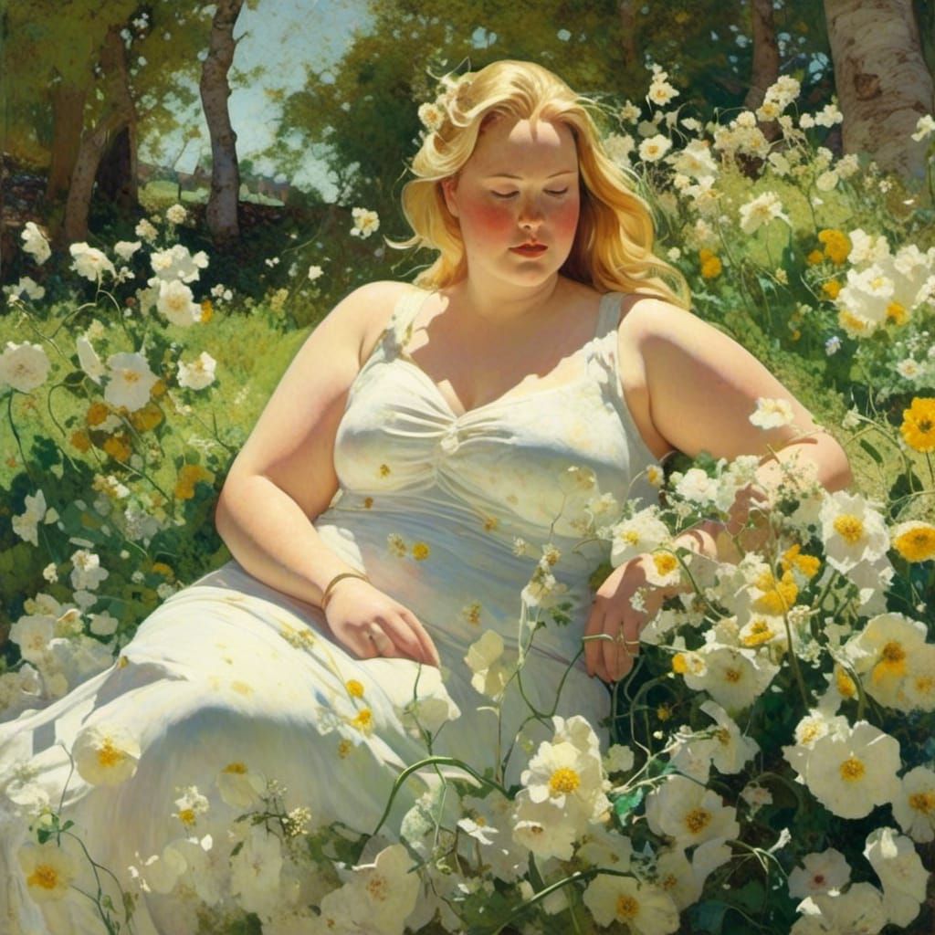 Seductive Spring Goddess in Horror Art Style