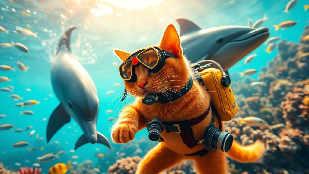 Vibrant Orange Cat Scuba Diving the Great Barrier Reef