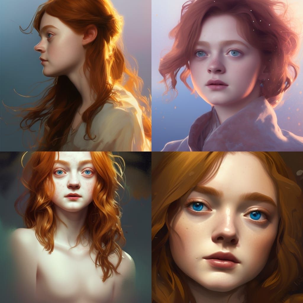 Sadie Sink Portrait in Detailed Digital Art Style