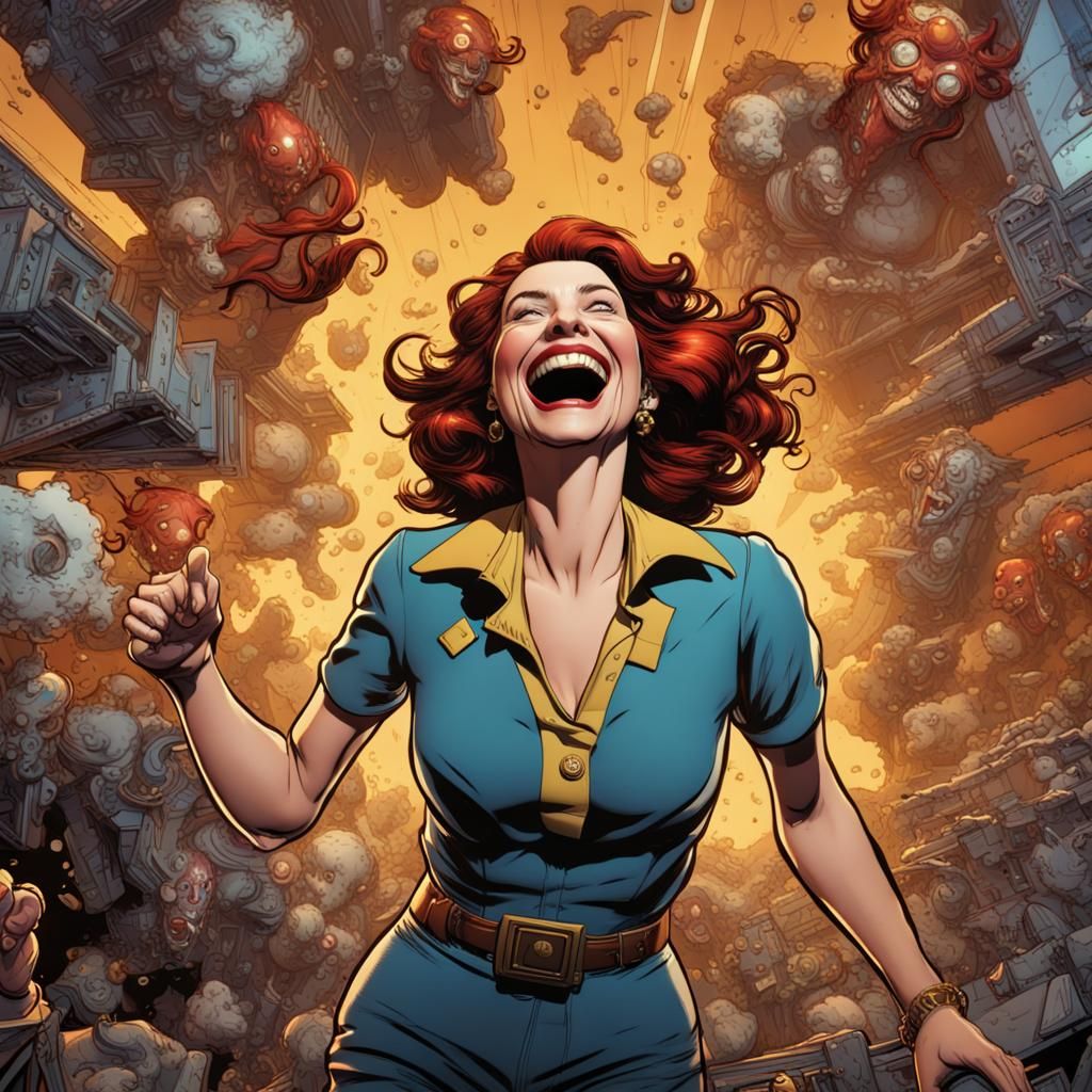 Susan Richards Laughing in Comic Book Style