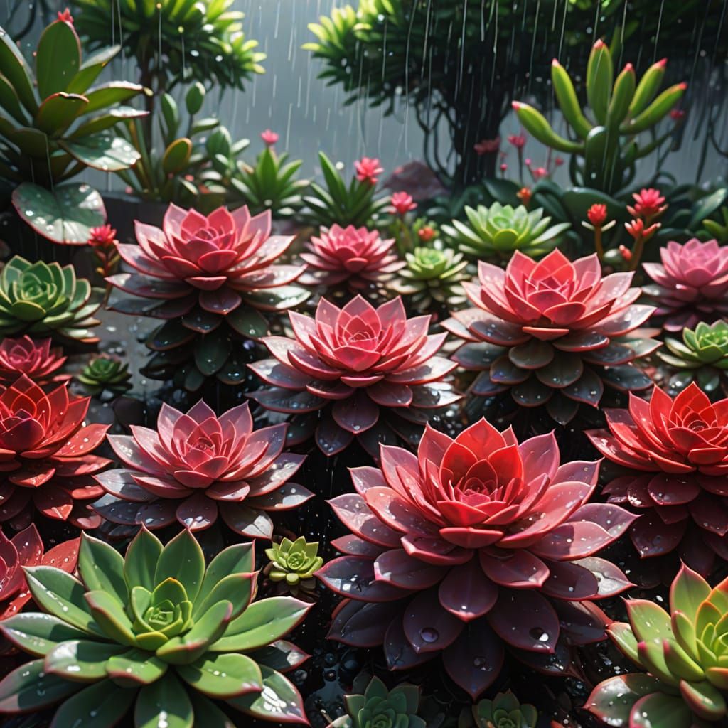 Vibrant Succulents Shine with Inner Radiance on a Sunny Day