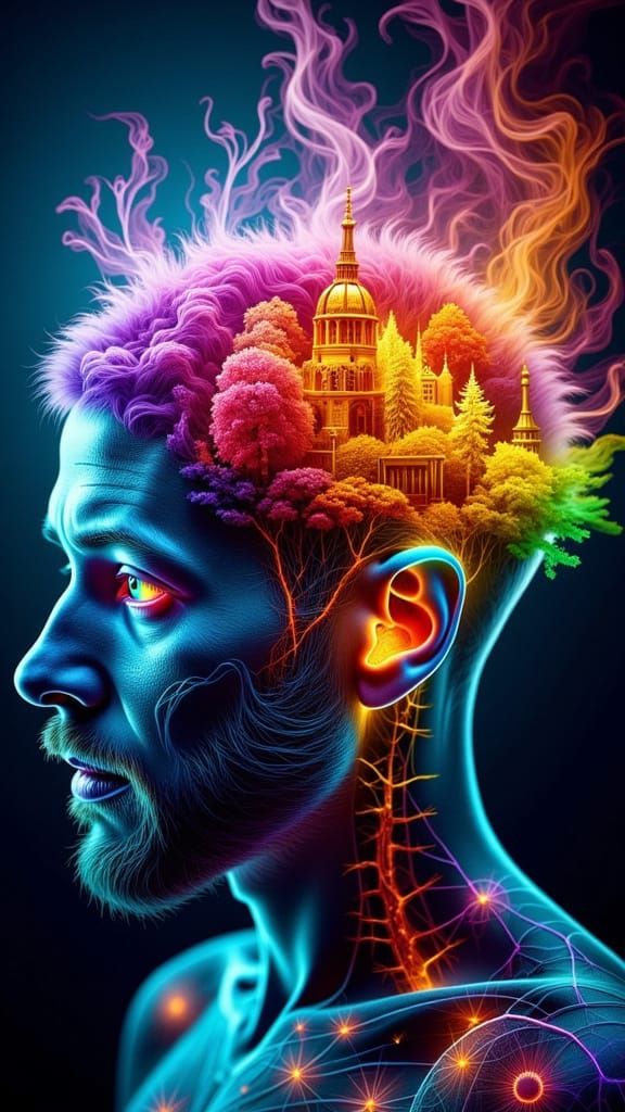 Surreal Mindscape Concept Art in Polychrome Style