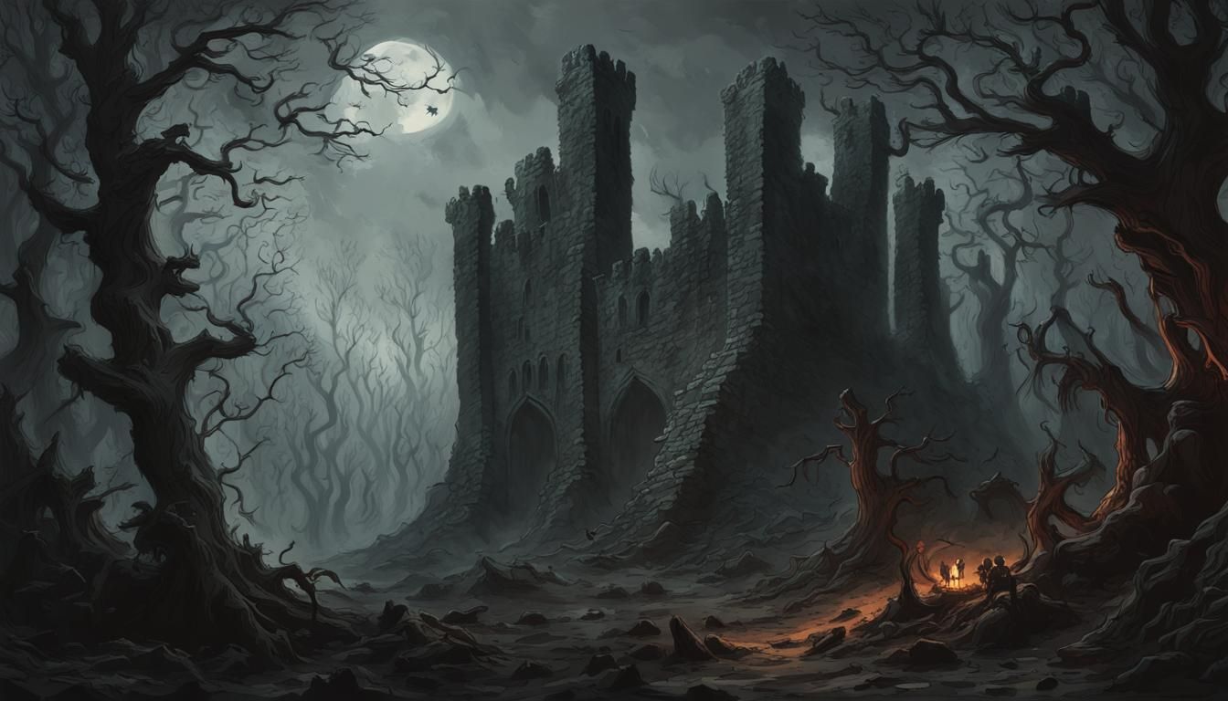 Haunted Forest Ruins in Horror Style