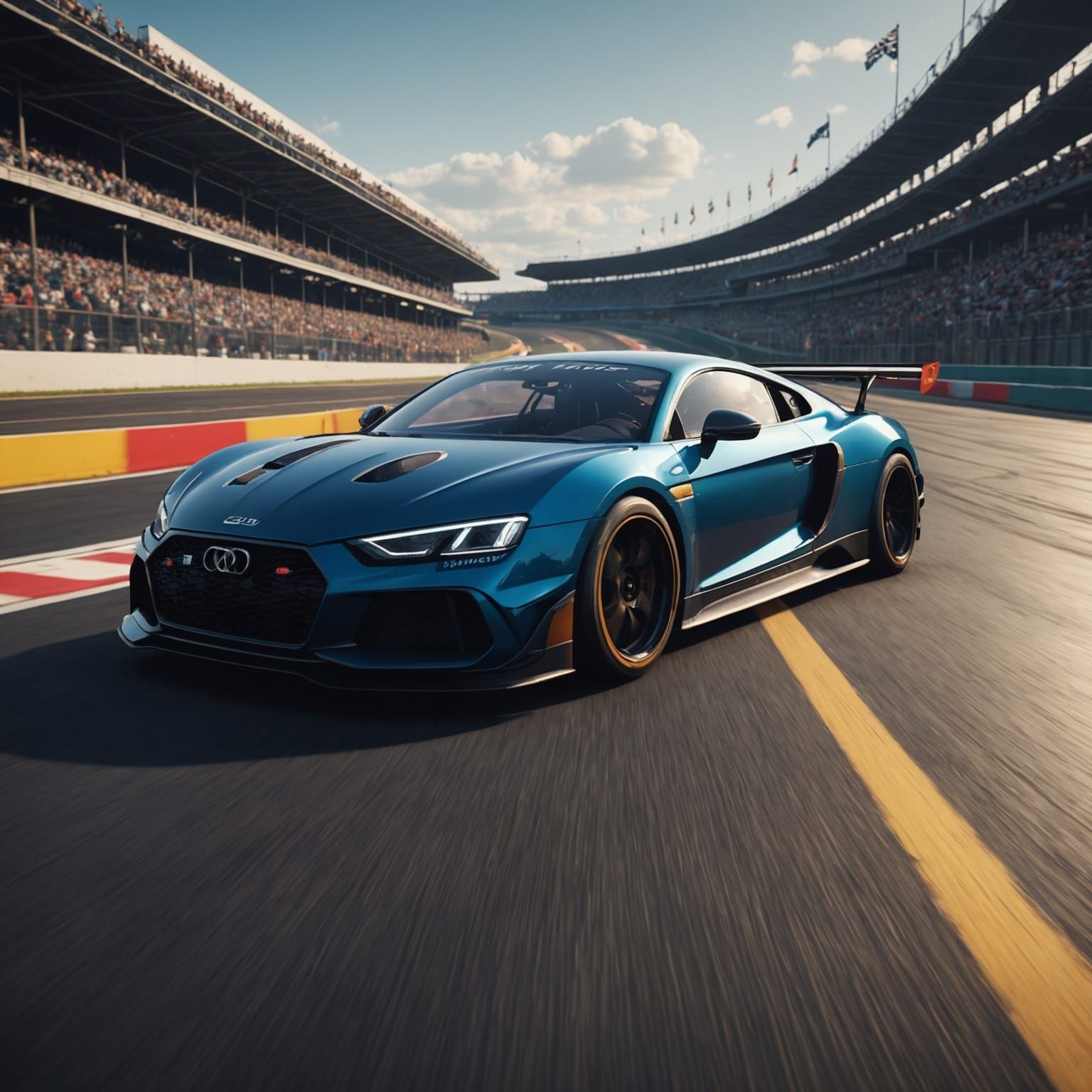 Car Race on Racetrack: Detailed Matte Painting