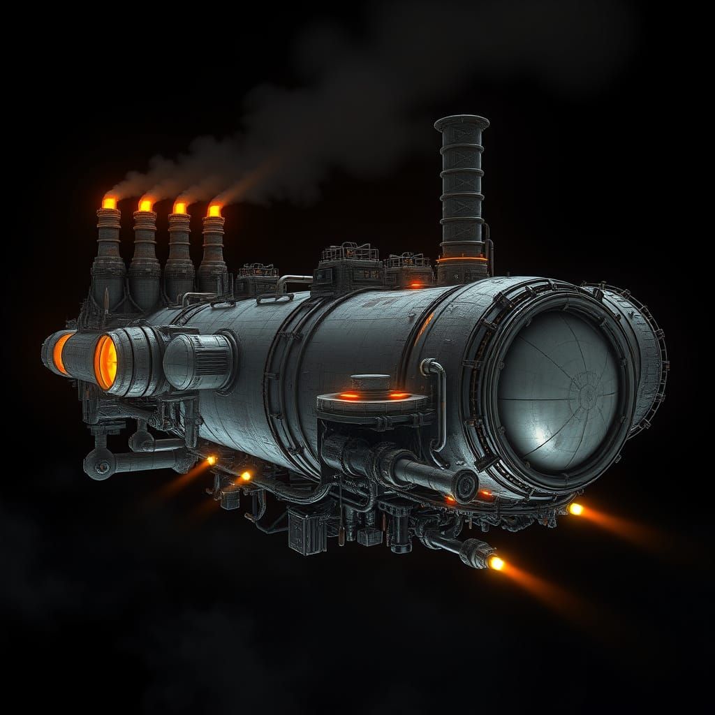 Cyberpunk Industrial Refinery Platform in Space