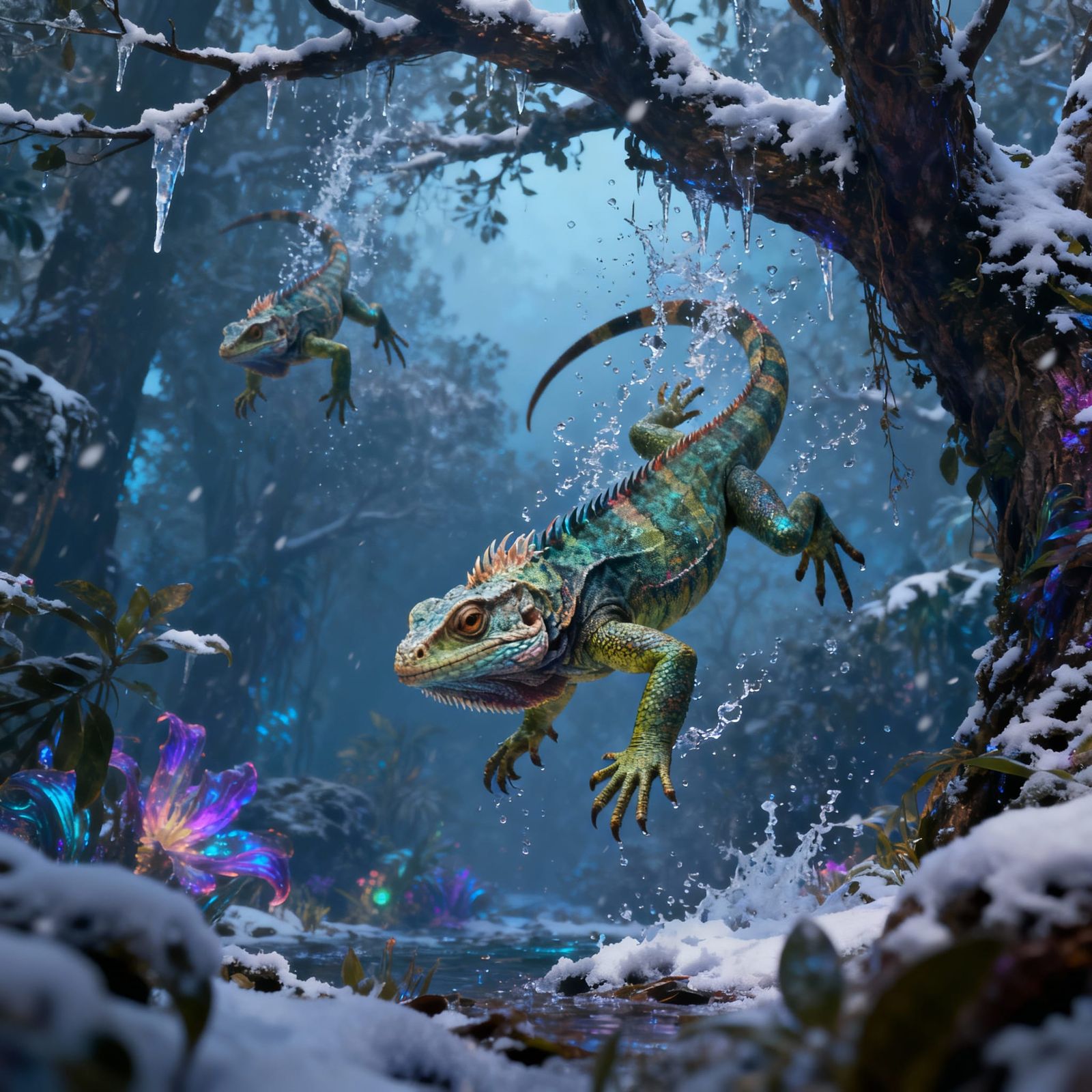 The iguanas are known to fallout of trees when the temperature drops.