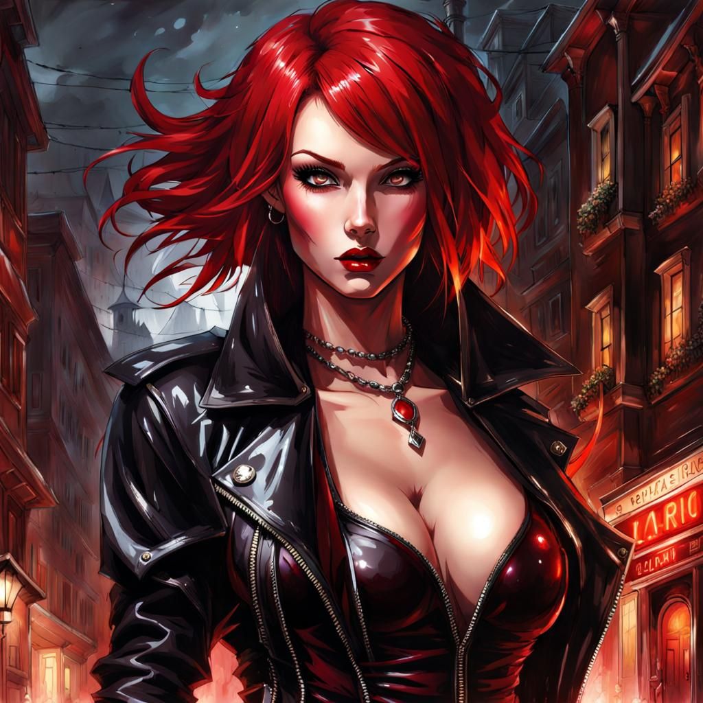 Gothic Punk Woman in Latex and Lingerie