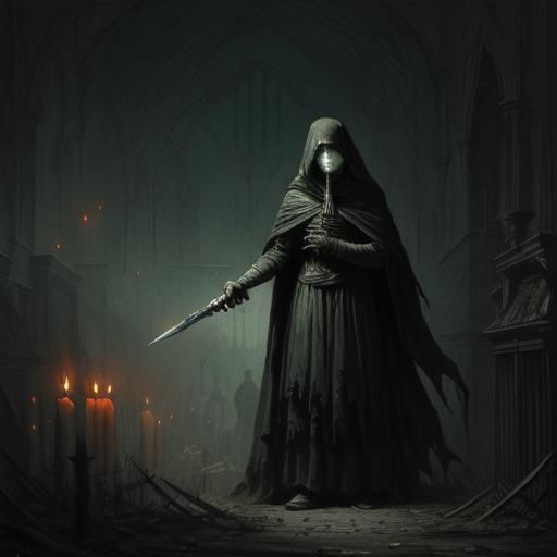 Grieving Mother: Dark and Unsettling Horror Scene