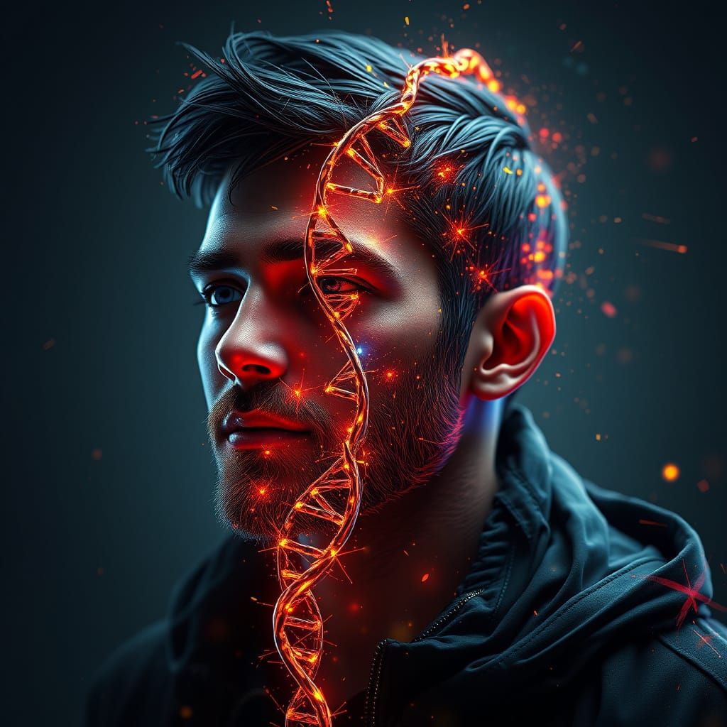 DNA Double Helix Number 42: Concept Art Portrait