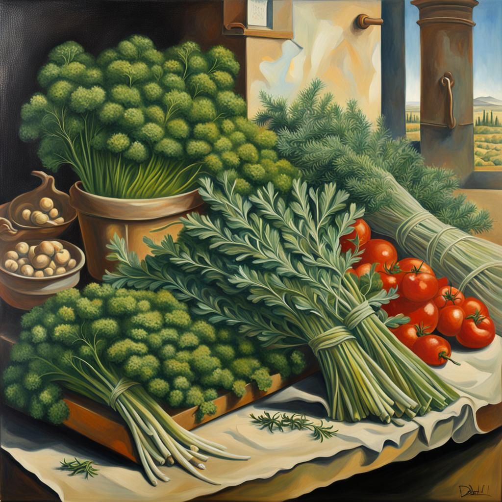 Surreal Market Stall Still Life in Dali Style