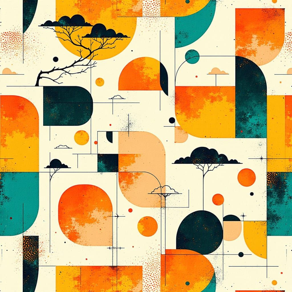 African Textile Pattern in Geometric Abstract Art