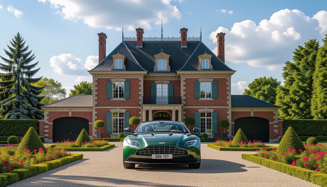 Victorian Chateau with Aston Martin DBX in Monet Style
