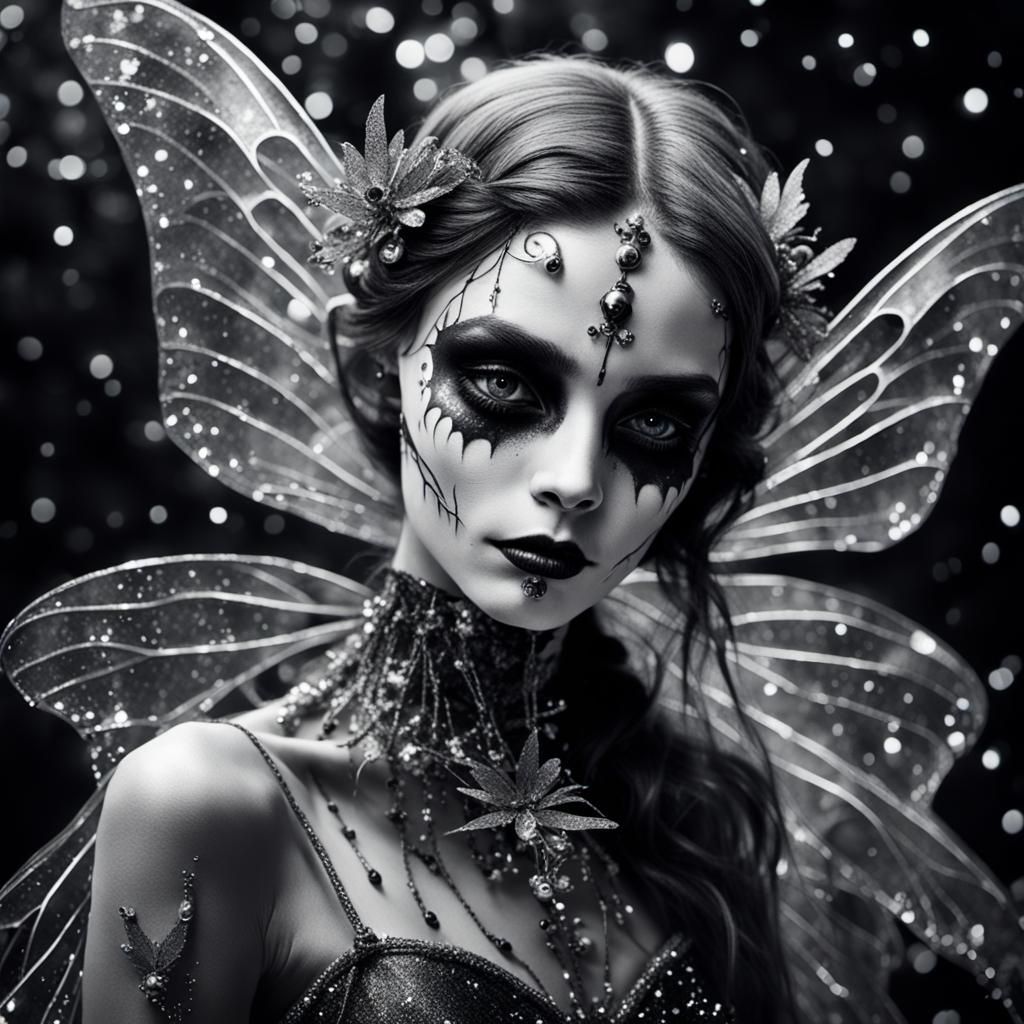 Monochrome Death Fairy with Bone Fairy Pet