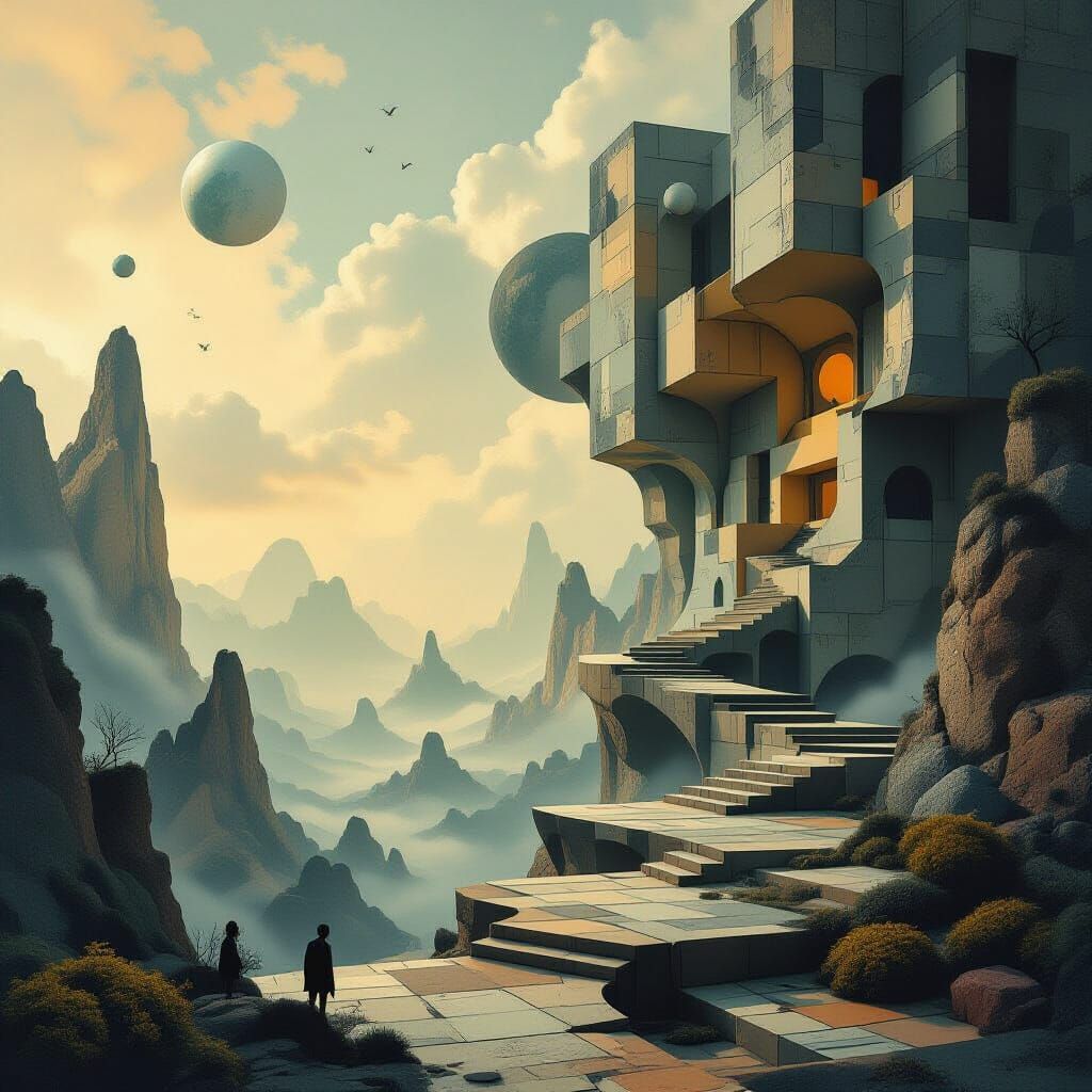 Surreal Dreamscape in Futuristic Abstract Style