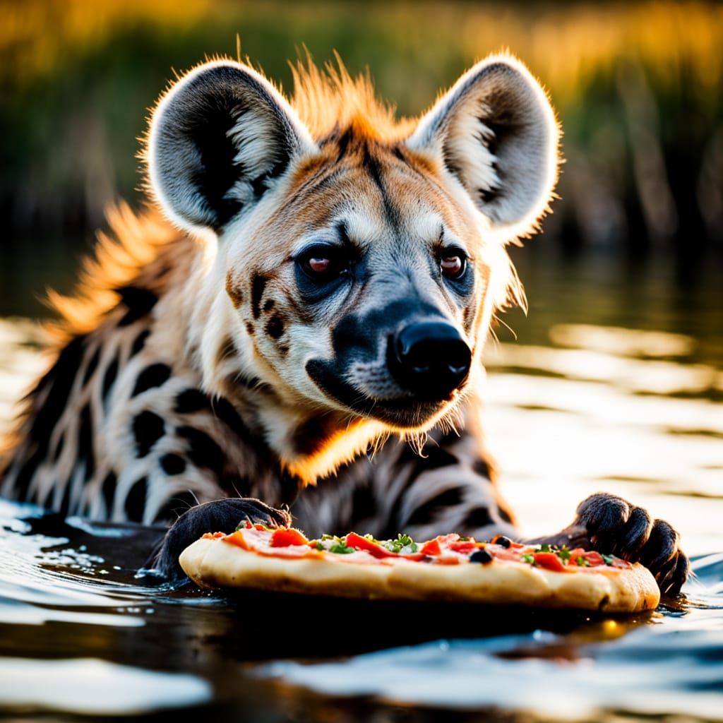 Hyena with pizza