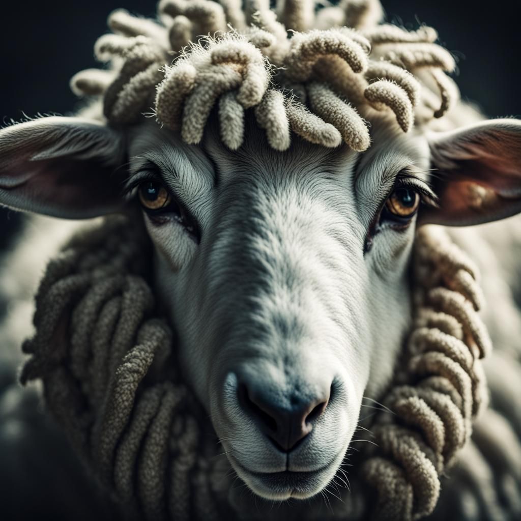 Striking Sheep Portrait with Dramatic Lighting