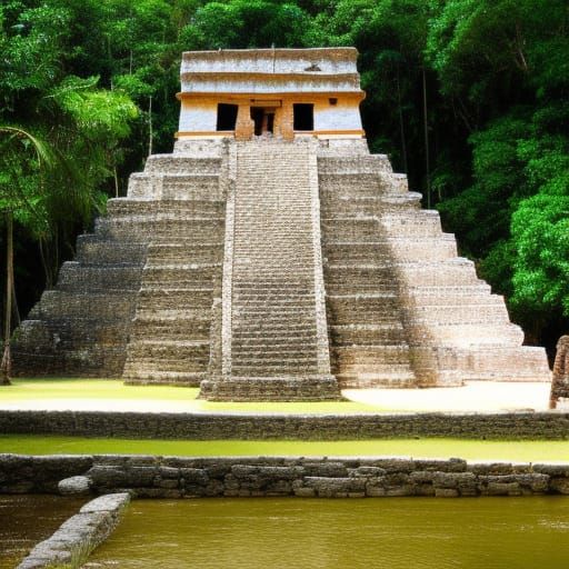 Mayan Temple in Jungle Landscape