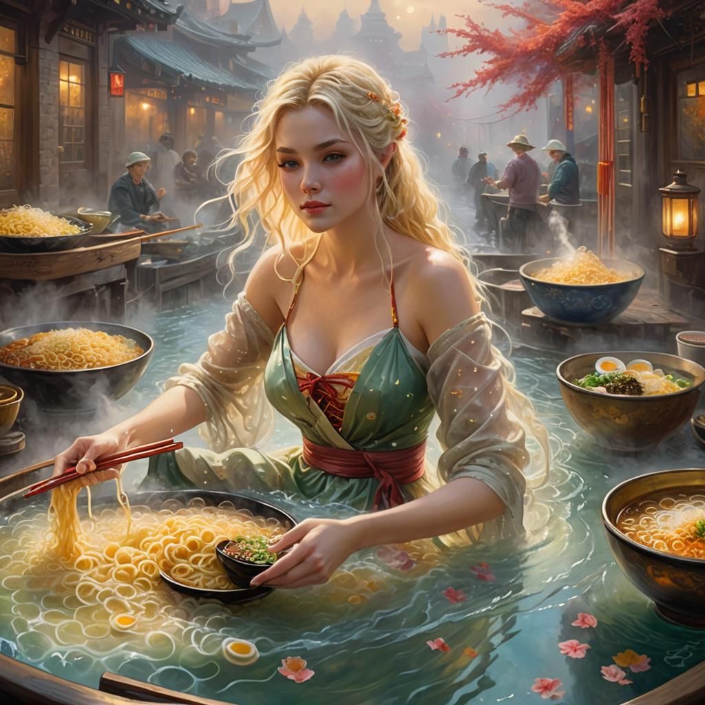 Ethereal Blonde Bathes in Ramen Fantasy