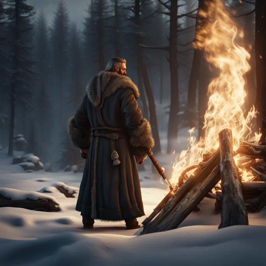 Viking in Winter Wind: Cinematic 3D Render