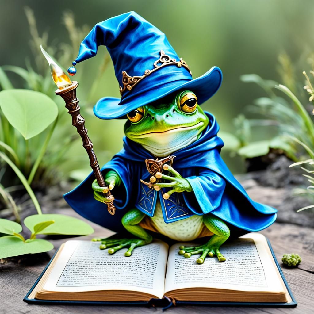 Fairytale Frog Wizard with Spell Book