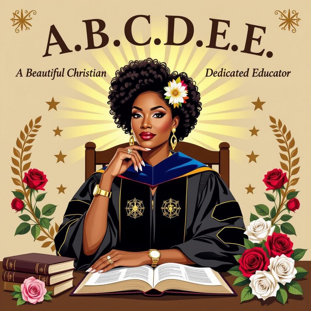 Empowering Portrait of Black Educator in Radiant Style