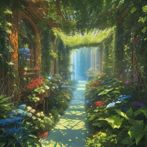 Vivid Sun Showers Rays: Abstract Expressionist Oil Painting