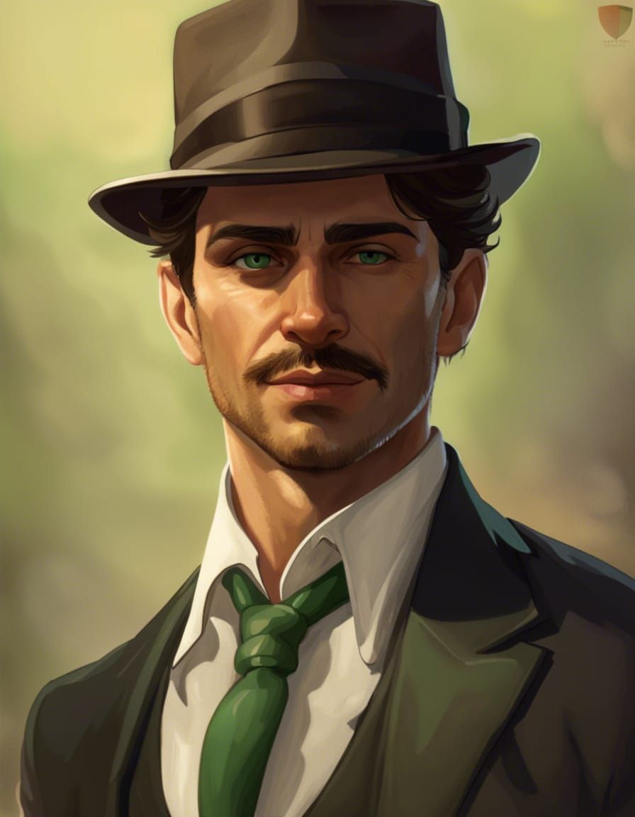 1920s Italian Mob Boss Portrait in Art Nouveau Style