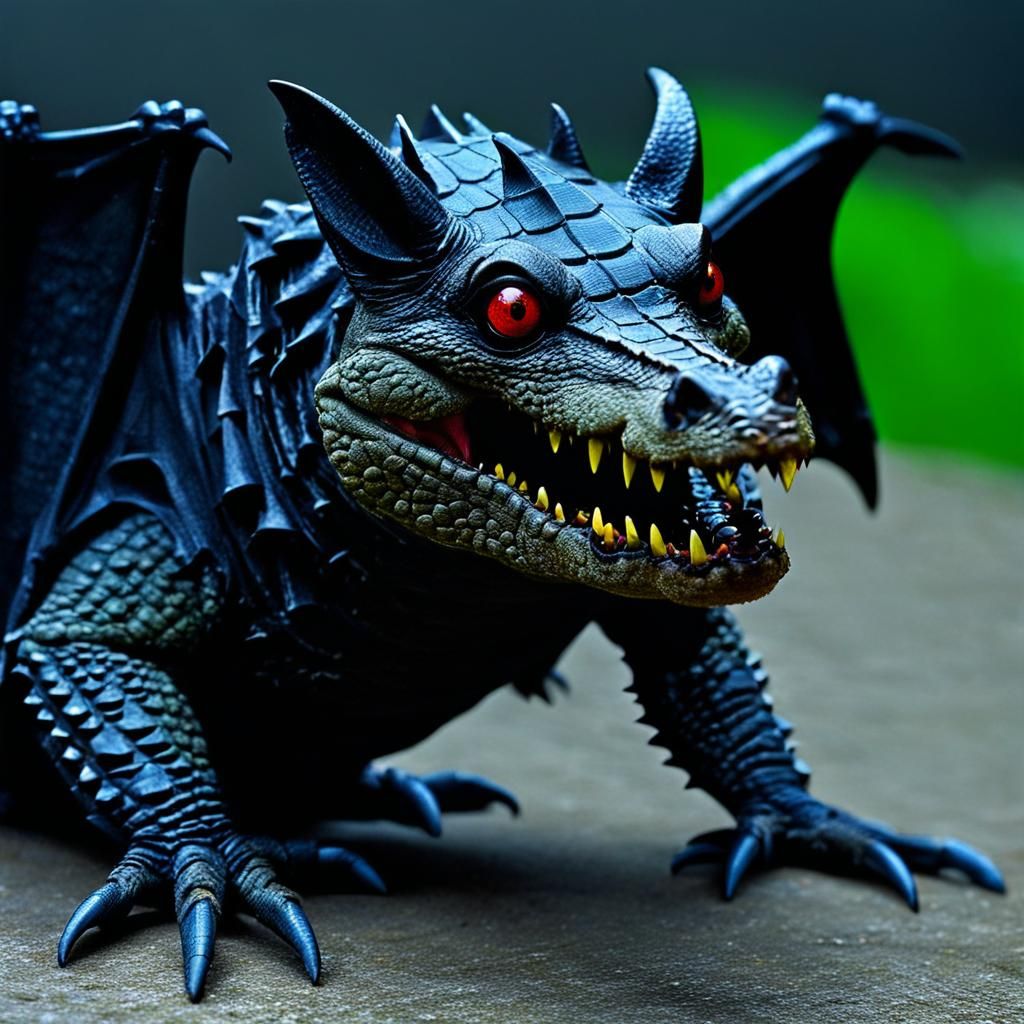 Scary Crocodile Bat Hybrid Creature