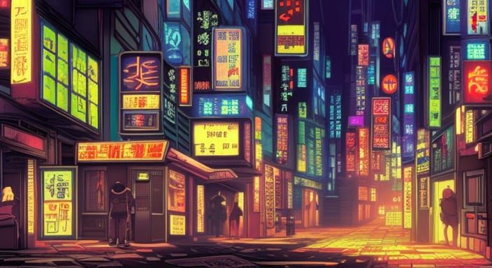 Cyberpunk Street Scene with Gritty Aesthetics