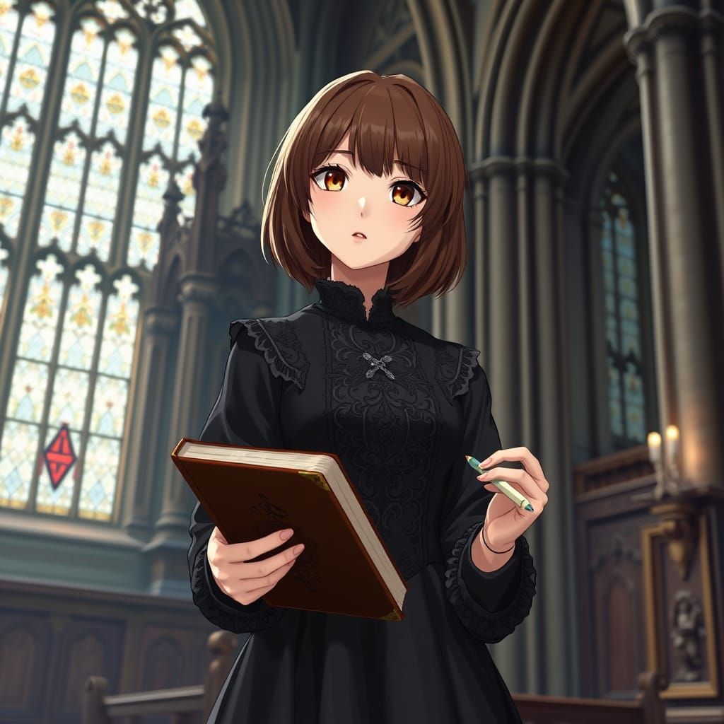 Ethereal Gothic Maiden in Study