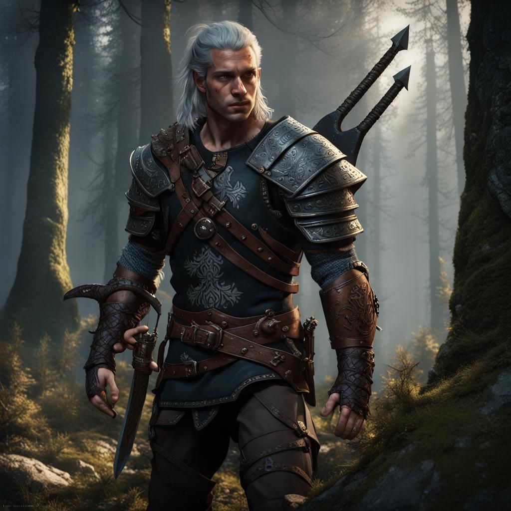 Nord Hunter in Dark Viking Armor, Fantasy Art