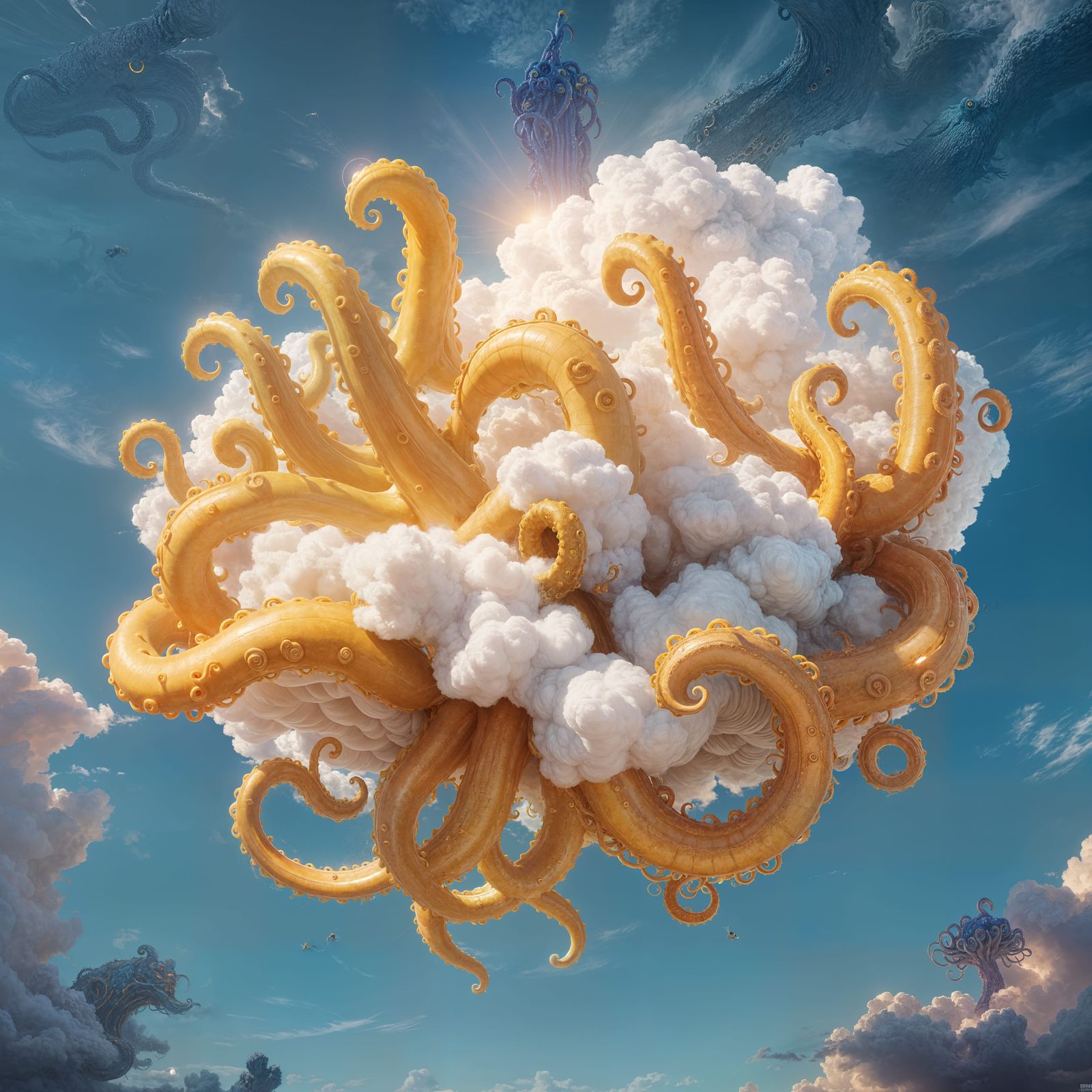 Celestial Squid Emerges from Radiant Skies