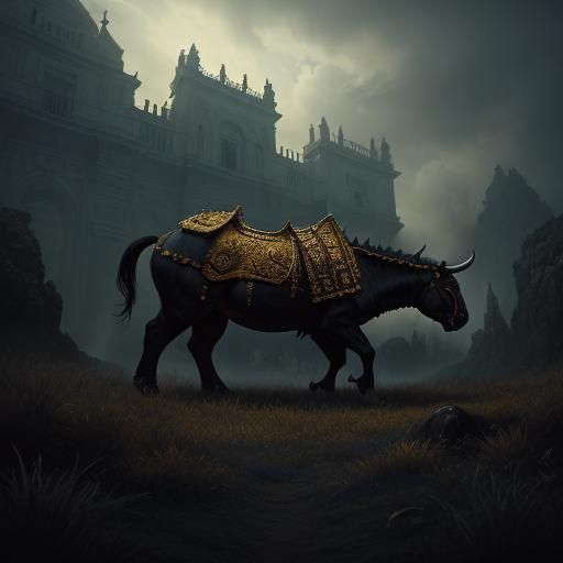 Baroque Bulls Clash: A Spanish-Inspired Digital Painting