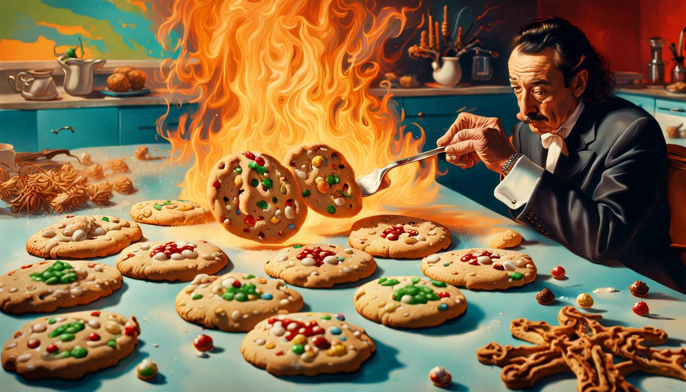 Surrealist Baker Baking Christmas Cookies