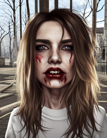 Hyperdetailed Vampire Girl with Fangs, Horror